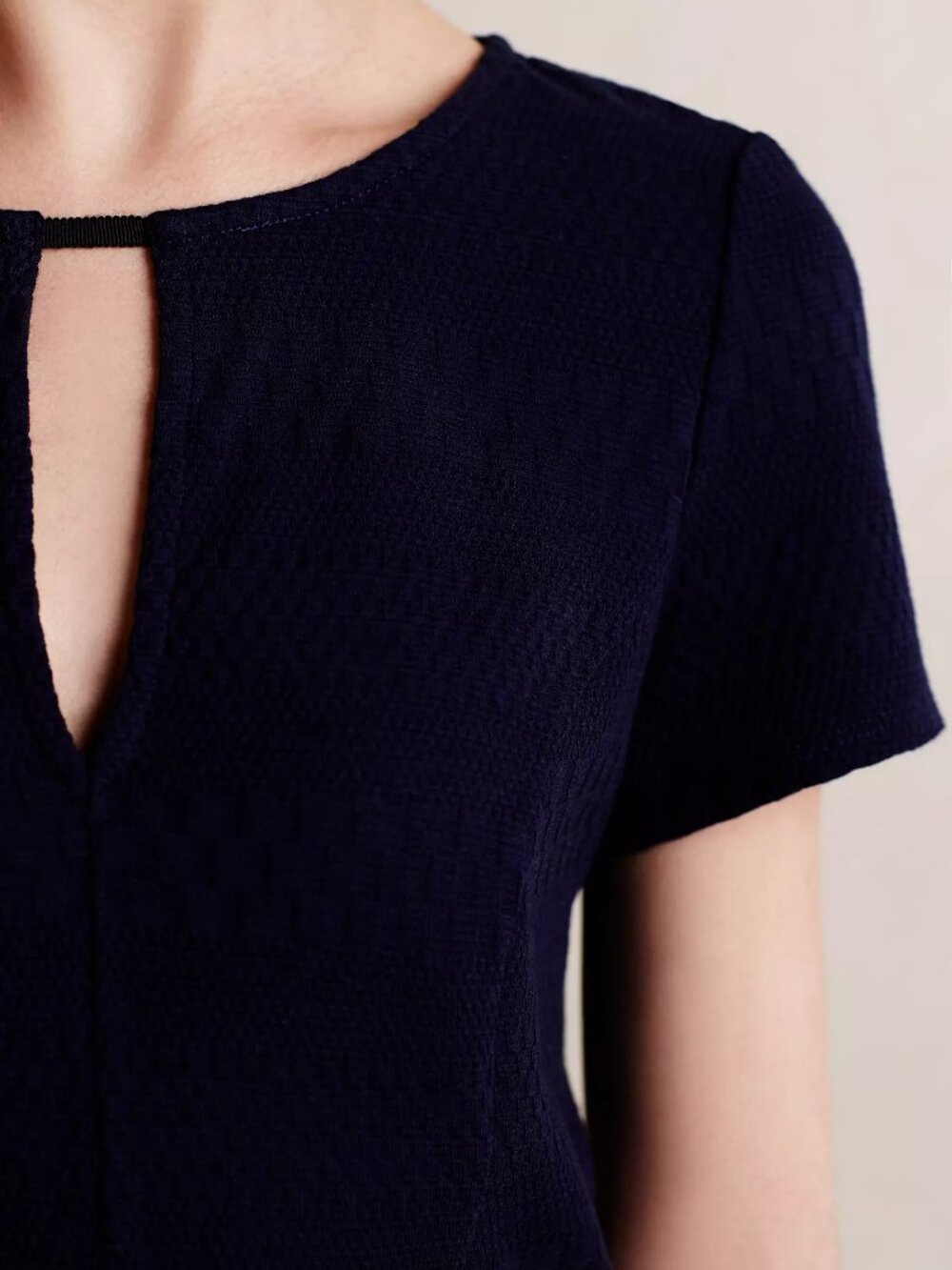 Anthropologie Deletta navy blue Soledad chiffon-trimmed top - Picture 3 of 12